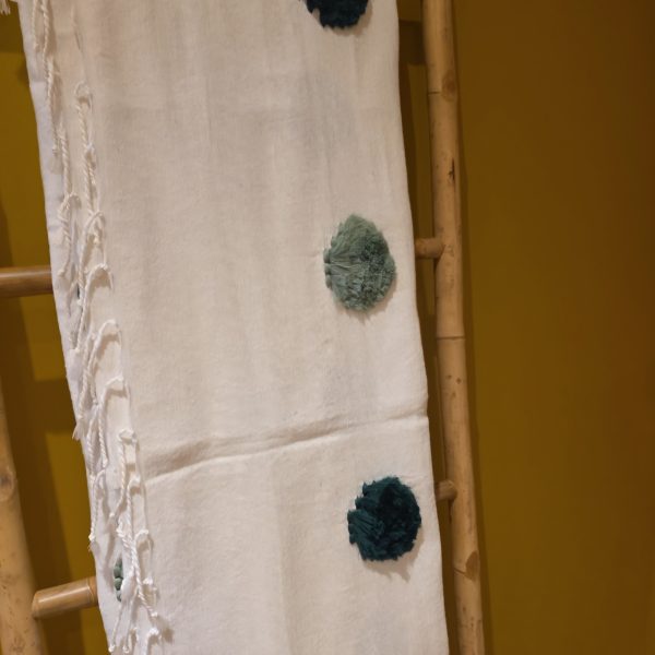 Couvre-lit Tanger – Menthe “pompons”